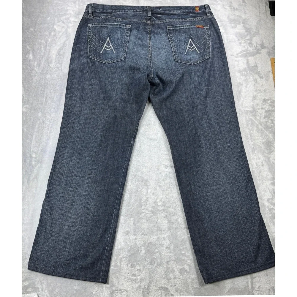 7 FOR ALL MANKIND 'A' Pkt Relaxed Jeans Mens 40x31 Dark‎ Wash Button Fly USA